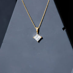 3 CT Princess Cut Moissanite Solitaire Pendant Necklace For Women