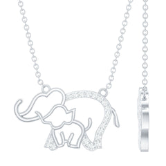 Cute Mother and Baby Elephant Necklace with Moissanite