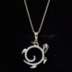 Ruby and Diamond Turtle Necklace With Chain
