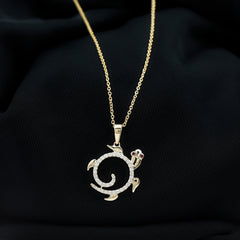 Ruby and Diamond Turtle Necklace With Chain