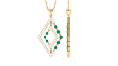 Real Emerald Designer Rhombus Pendant with Diamond