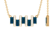 1 CT London Blue Topaz and Diamond Bar Necklace