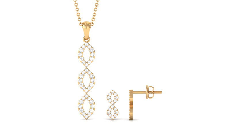 Natural Diamond Infinity Jewelry Set for Women