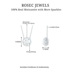 Certified Moissanite Halo Pendant Necklace in Prong Setting