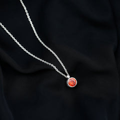 2.25 Carat Lab Grown Orange Sapphire Necklace in Bezel Setting