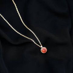 2.25 Carat Lab Grown Orange Sapphire Necklace in Bezel Setting