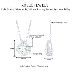 Certified 8 MM Round Lab Grown Diamond Bridal Necklace
