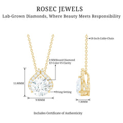 Certified 8 MM Round Lab Grown Diamond Bridal Necklace