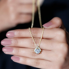 Certified 8 MM Round Lab Grown Diamond Bridal Necklace