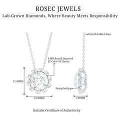 8 MM Round Cut Lab Grown Diamond Starburst Necklace