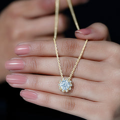 8 MM Round Cut Lab Grown Diamond Starburst Necklace