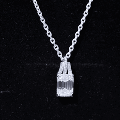 6X8 MM Solitaire Lab Grown Diamond Emerald Cut Necklace