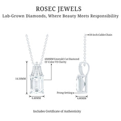 6X8 MM Solitaire Lab Grown Diamond Emerald Cut Necklace
