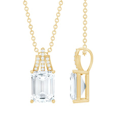 6X8 MM Solitaire Lab Grown Diamond Emerald Cut Necklace