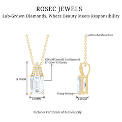 6X8 MM Solitaire Lab Grown Diamond Emerald Cut Necklace