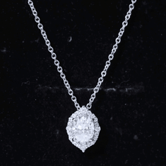 6X8 MM Oval Shaped Lab Grown Diamond Wedding Necklace With Halo