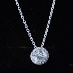 Certified 8 MM Circle Lab Grown Diamond Necklace With Halo
