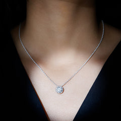 Certified 8 MM Circle Lab Grown Diamond Necklace With Halo