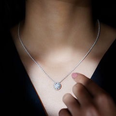 Certified 8 MM Circle Lab Grown Diamond Necklace With Halo