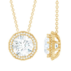 Certified 8 MM Circle Lab Grown Diamond Necklace With Halo