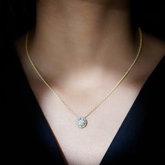 Certified 8 MM Circle Lab Grown Diamond Necklace With Halo