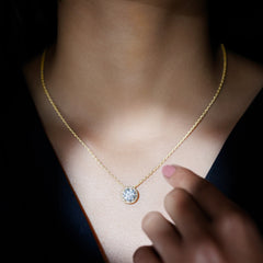 Certified 8 MM Circle Lab Grown Diamond Necklace With Halo