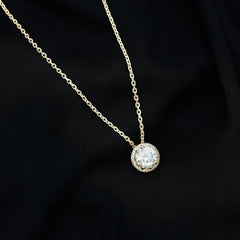 Certified 8 MM Circle Lab Grown Diamond Necklace With Halo