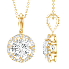 Certified 8 MM Lab Grown Diamond Halo Necklace