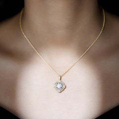 2 Carat Lab Grown Diamond Double Halo Necklace With Decorated Bail