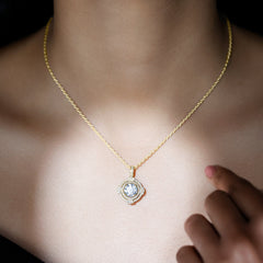2 Carat Lab Grown Diamond Double Halo Necklace With Decorated Bail