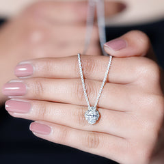 6X8 MM Oval Shape Lab Grown Diamond Vintage Flower Necklace