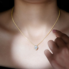 6X8 MM Oval Shape Lab Grown Diamond Vintage Flower Necklace