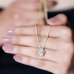6X8 MM Oval Shape Lab Grown Diamond Vintage Flower Necklace