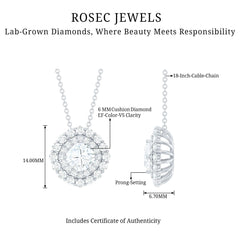 Lab Grown Round Diamond Double Halo Bridal Necklace With Accent
