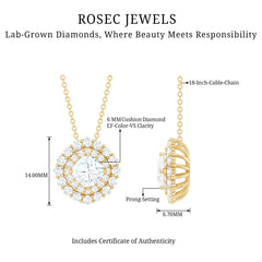 Lab Grown Round Diamond Double Halo Bridal Necklace With Accent