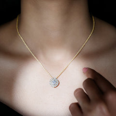 Lab Grown Round Diamond Double Halo Bridal Necklace With Accent