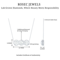 Certified Lab Grown Diamond 3 Stone Necklace For Her