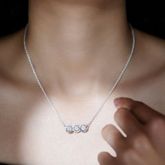 Certified Lab Grown Diamond 3 Stone Necklace For Her
