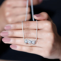 Certified Lab Grown Diamond 3 Stone Necklace For Her