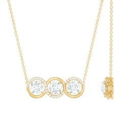 Certified Lab Grown Diamond 3 Stone Necklace For Her