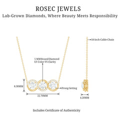 Certified Lab Grown Diamond 3 Stone Necklace For Her