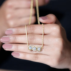 Certified Lab Grown Diamond 3 Stone Necklace For Her
