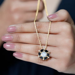 Lab Grown Diamond Cocktail Necklace With Black Onyx
