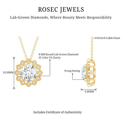 Certified 8 MM Lab Grown Diamond Cocktail Necklace For Women