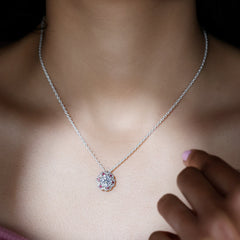 2 Carat Lab Grown Diamond Flower Statement Necklace With Ruby