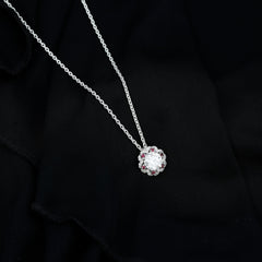 2 Carat Lab Grown Diamond Flower Statement Necklace With Ruby