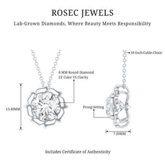 2 Carat Solitaire Lab Grown Diamond Flower Necklace