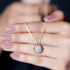 2 Carat Solitaire Lab Grown Diamond Flower Necklace