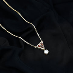 1 Carat Lab Grown Diamond Dangle Necklace With Garnet