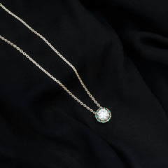 Certified Lab 8 MM Round Diamond Halo Necklace With Emerald